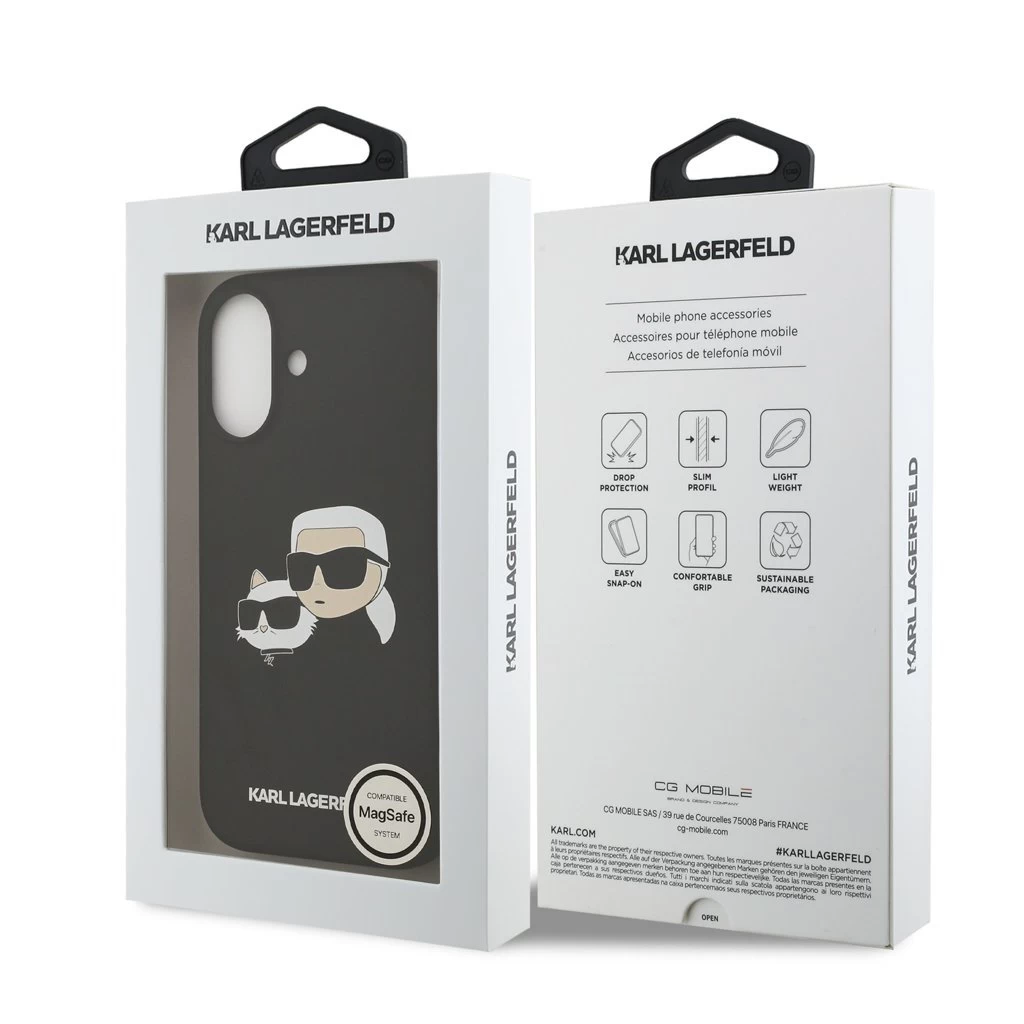 Karl Lagerfeld Liquid Silicone Double Heads MagSafe tok iPhone 17 készülékhez fekete