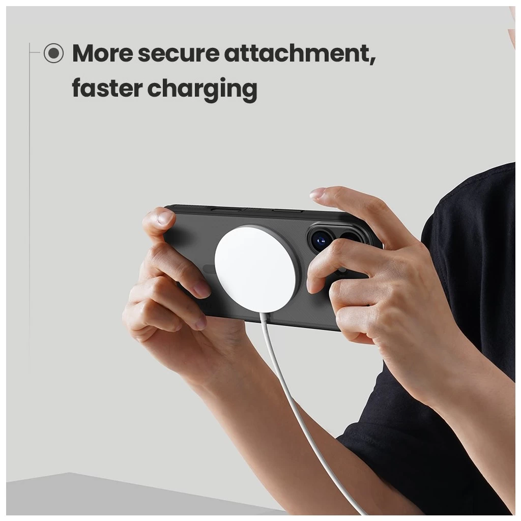 Nillkin Super Frosted PRO mágneses hátoldali tok Apple iPhone 17 készülékhez áttetsző fekete