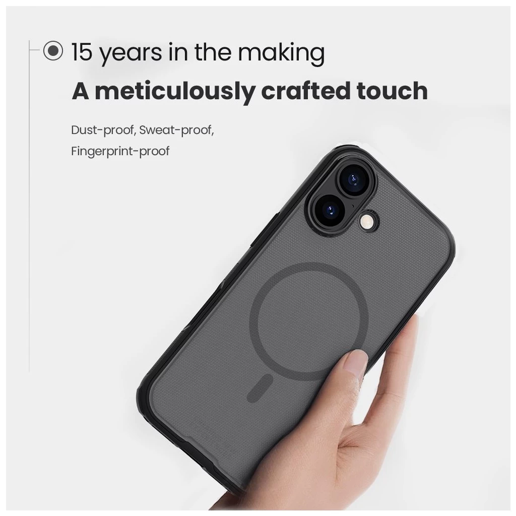 Nillkin Super Frosted PRO mágneses hátoldali tok Apple iPhone 17 készülékhez áttetsző fekete