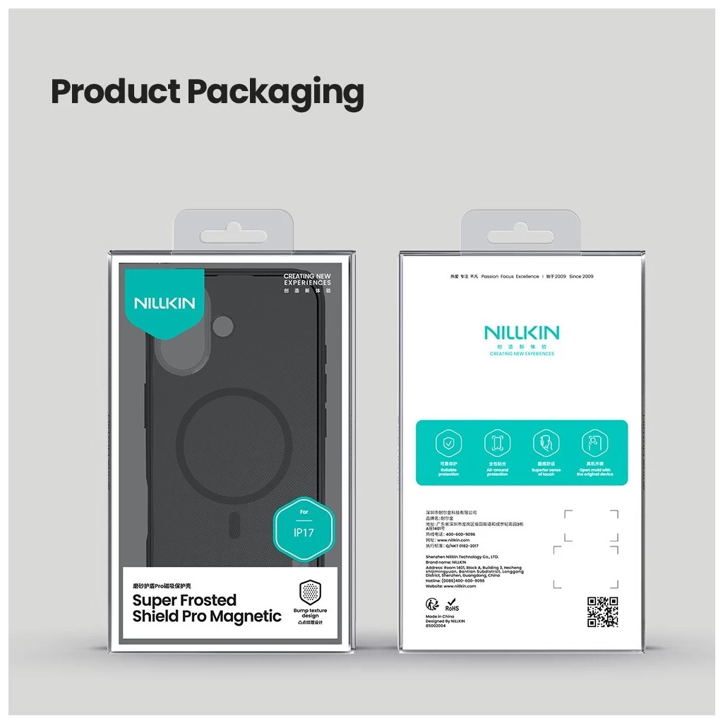 Nillkin Super Frosted PRO mágneses hátoldali tok Apple iPhone 17 készülékhez áttetsző fekete