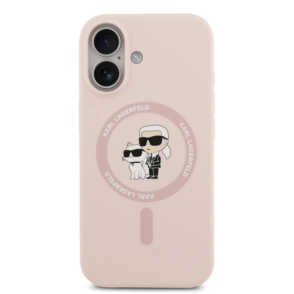 Karl Lagerfeld Liquid Silicone Karl and Choupette MagSafe tok iPhone 17 készülékhez rózsaszín