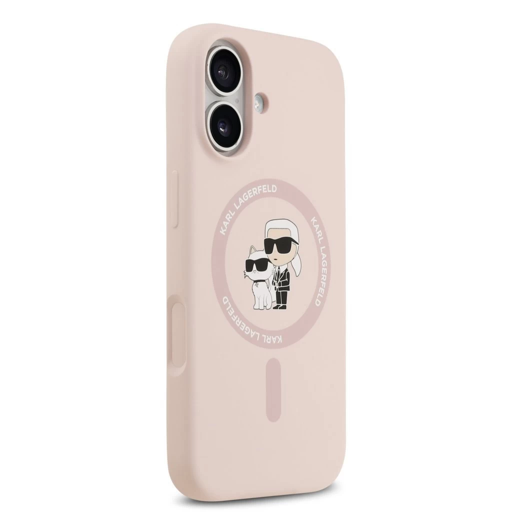 Karl Lagerfeld Liquid Silicone Karl and Choupette MagSafe tok iPhone 17 készülékhez rózsaszín