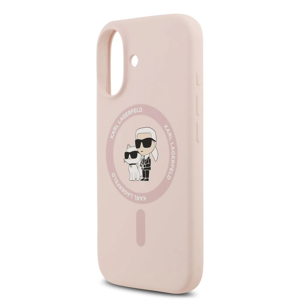 Karl Lagerfeld Liquid Silicone Karl and Choupette MagSafe tok iPhone 17 készülékhez rózsaszín