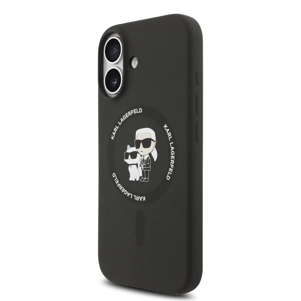 Karl Lagerfeld Liquid Silicone Karl and Choupette MagSafe tok iPhone 17 készülékhez fekete