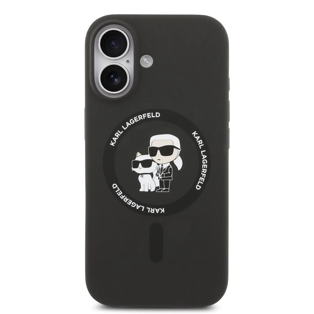 Karl Lagerfeld Liquid Silicone Karl and Choupette MagSafe tok iPhone 17 készülékhez fekete