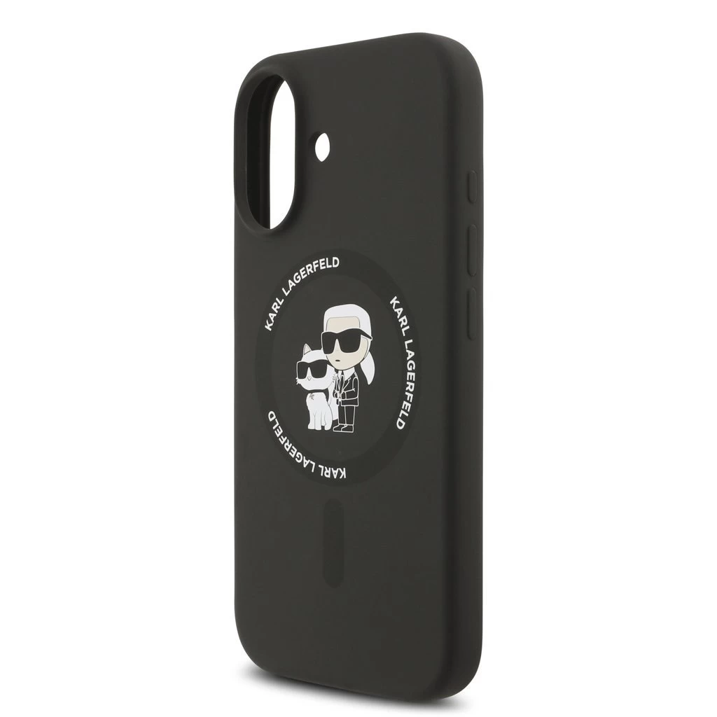 Karl Lagerfeld Liquid Silicone Karl and Choupette MagSafe tok iPhone 17 készülékhez fekete