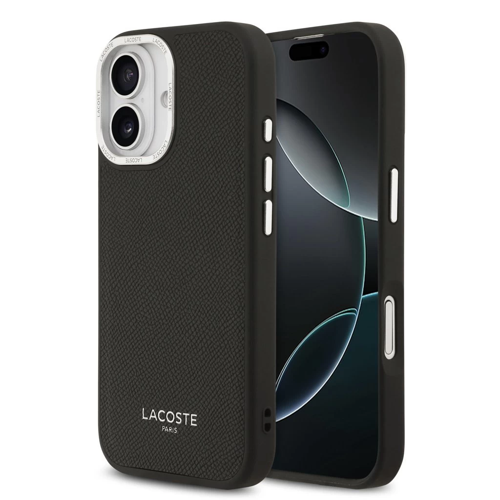Lacoste PU Leather Champs Elysees MagSafe tok iPhone 17 készülékhez fekete