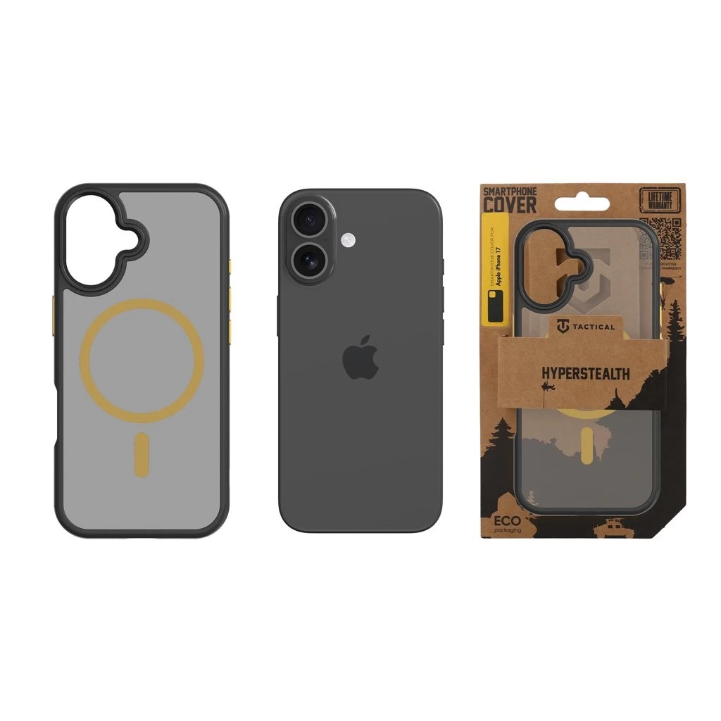 Tactical MagForce Hyperstealth 2.0 tok iPhone 17 készülékhez fekete/sárga
