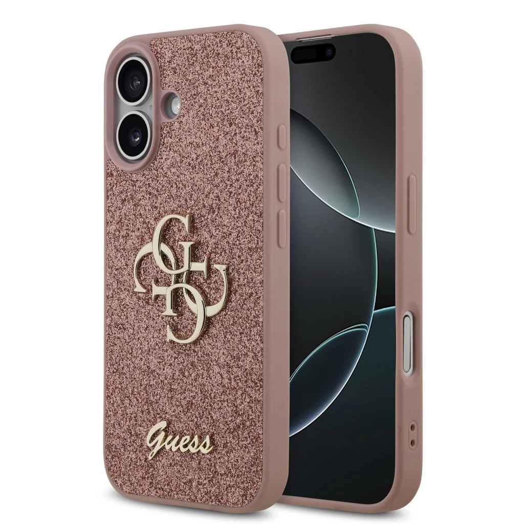 Guess PU Fixed Glitter 4G Metal Logo tok iPhone 17 készülékhez rózsaszín
