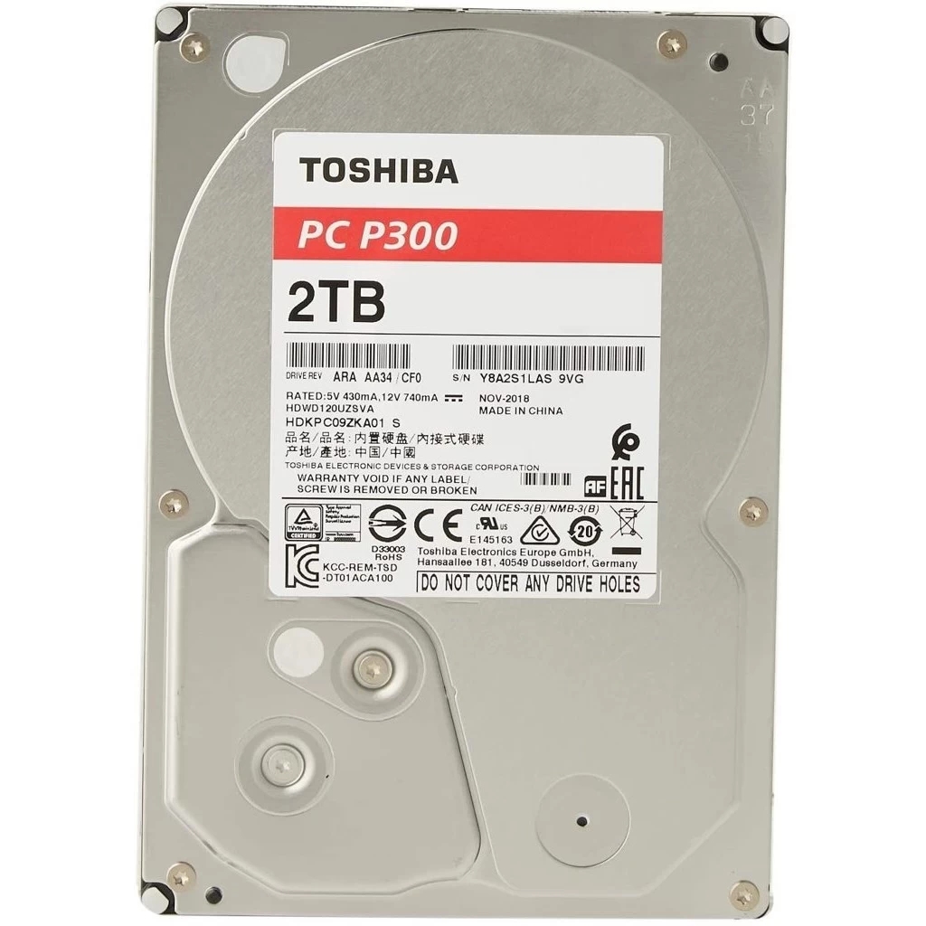 2TB Toshiba 3.5″ P300 SATAIII winchester OEM (HDWD220UZSVA)