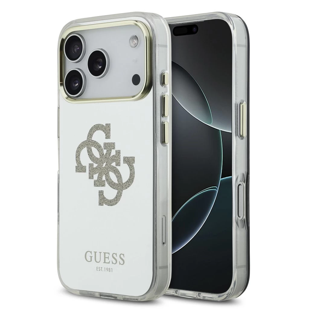 Guess PC/TPU Mirror 4G Glitter Logo MagSafe tok iPhone 17 Pro készülékhez arany