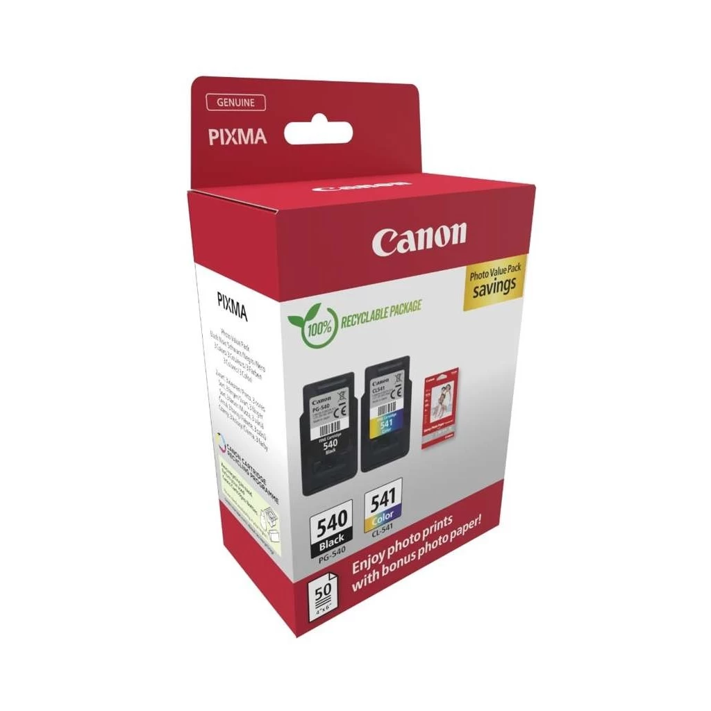Canon CL-541/PG-540 Tintapatron multipack Pixma MG2150, 3150 nyomtatókhoz, , b+c, 2*8ml + GP501 (50 ív, 10×15) papír (TJCBCL541PP)