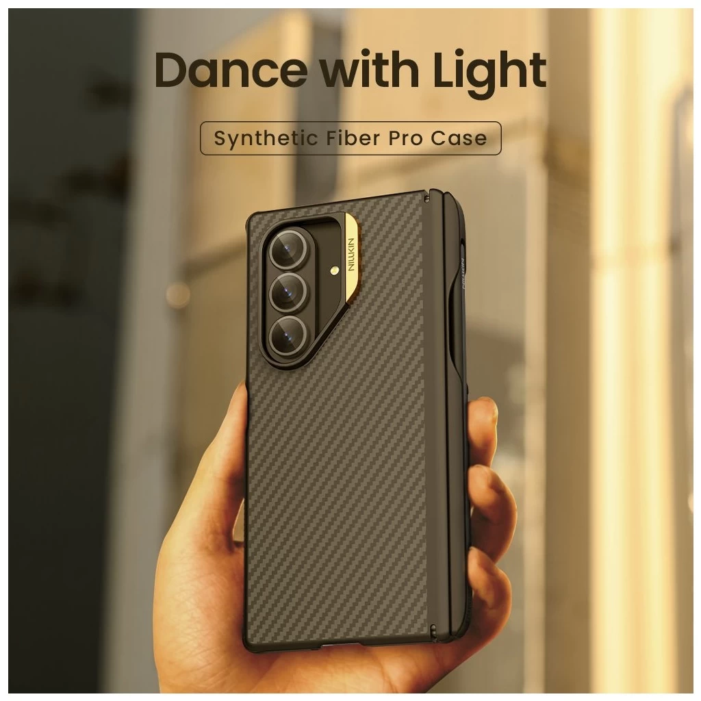 Nillkin Synthetic Fiber PRO mágneses tollrekeszes hátsó tok Samsung Galaxy Z Fold 7 készülékhez fekete