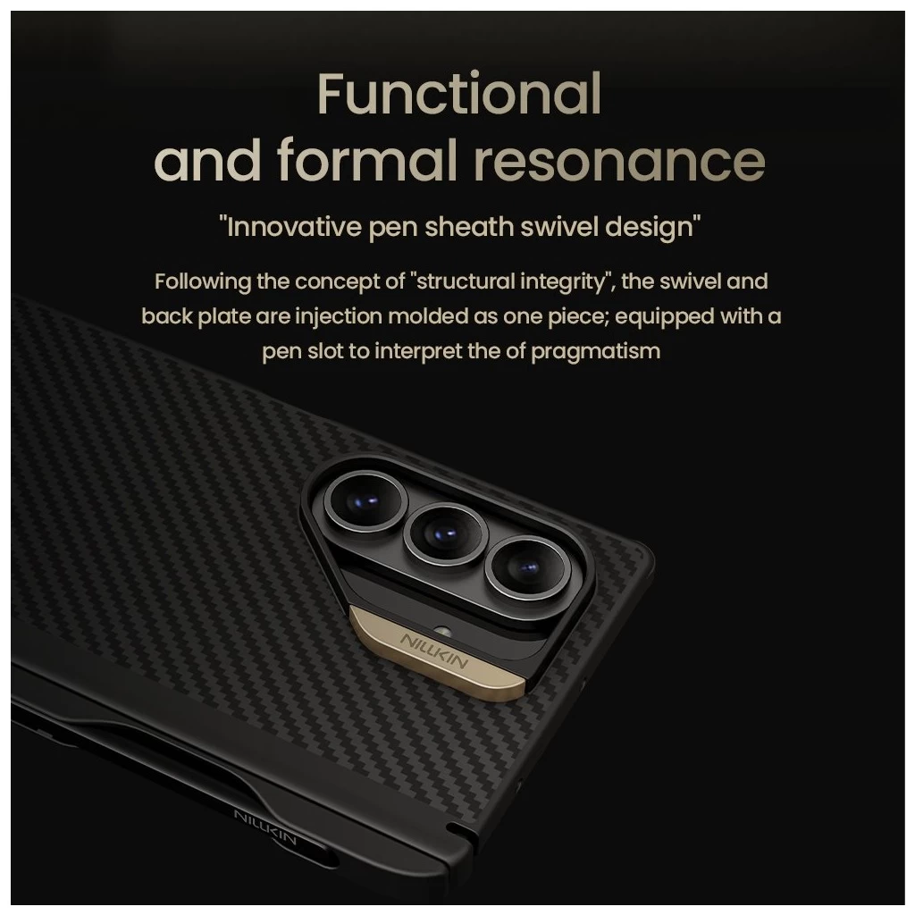 Nillkin Synthetic Fiber PRO mágneses tollrekeszes hátsó tok Samsung Galaxy Z Fold 7 készülékhez fekete