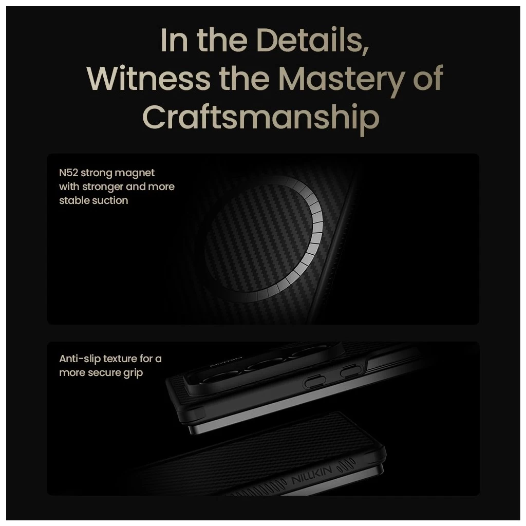 Nillkin Synthetic Fiber PRO mágneses tollrekeszes hátsó tok Samsung Galaxy Z Fold 7 készülékhez fekete