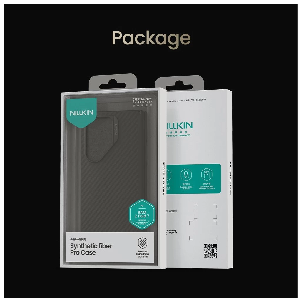 Nillkin Synthetic Fiber PRO mágneses tollrekeszes hátsó tok Samsung Galaxy Z Fold 7 készülékhez fekete