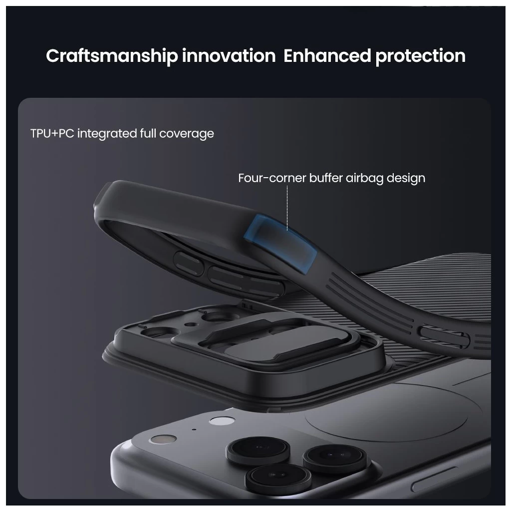 Nillkin CamShield PRO tok, Apple iPhone 17 Pro Max készülékhez, sötét zöld
