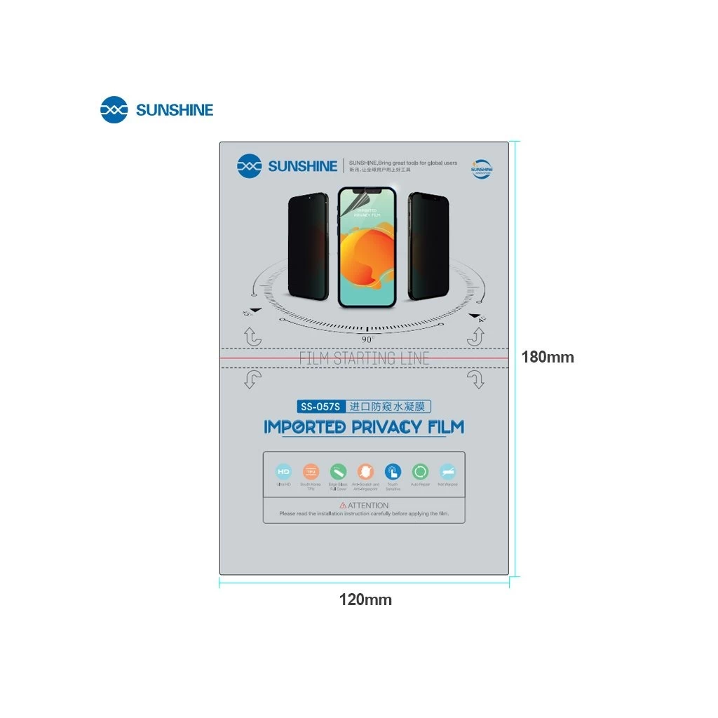 SUNSHINE SS-057S hidrogel privát kijelzővédők okostelefon készülékhez, 50 db SUNSHINE SS-057S hidrogel privát kijelzővédők okostelefon készülékhez, 50 db