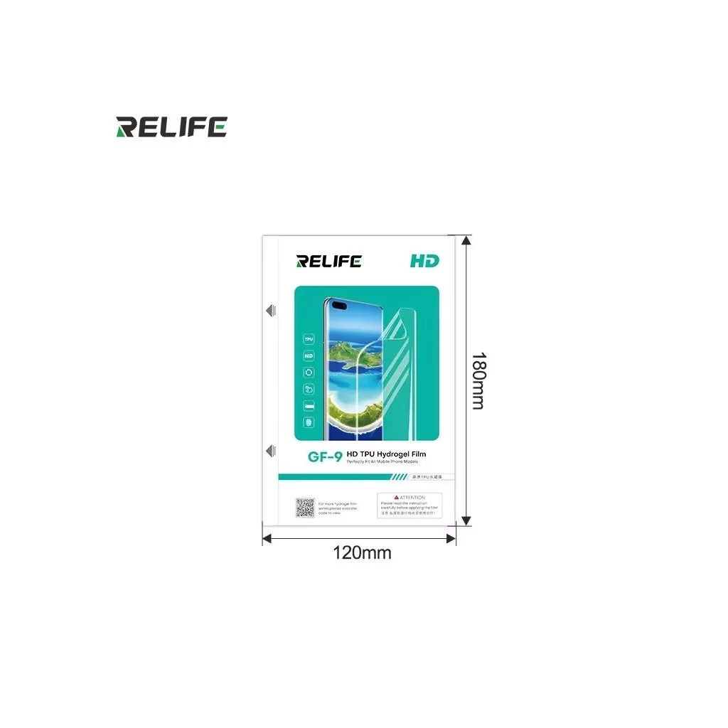RELIFE GF-9 HD TPU Hydrogel fólia okostelefonokhoz, 50 db RELIFE GF-9 HD TPU Hydrogel fólia okostelefonokhoz, 50 db