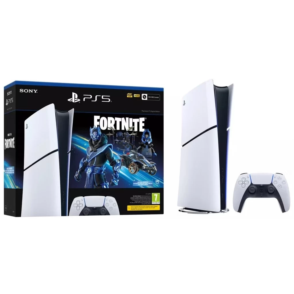SONY PlayStation 5 Slim Digital Edition 1TB SSD játékkonzol fehér – Fortnite Bundle