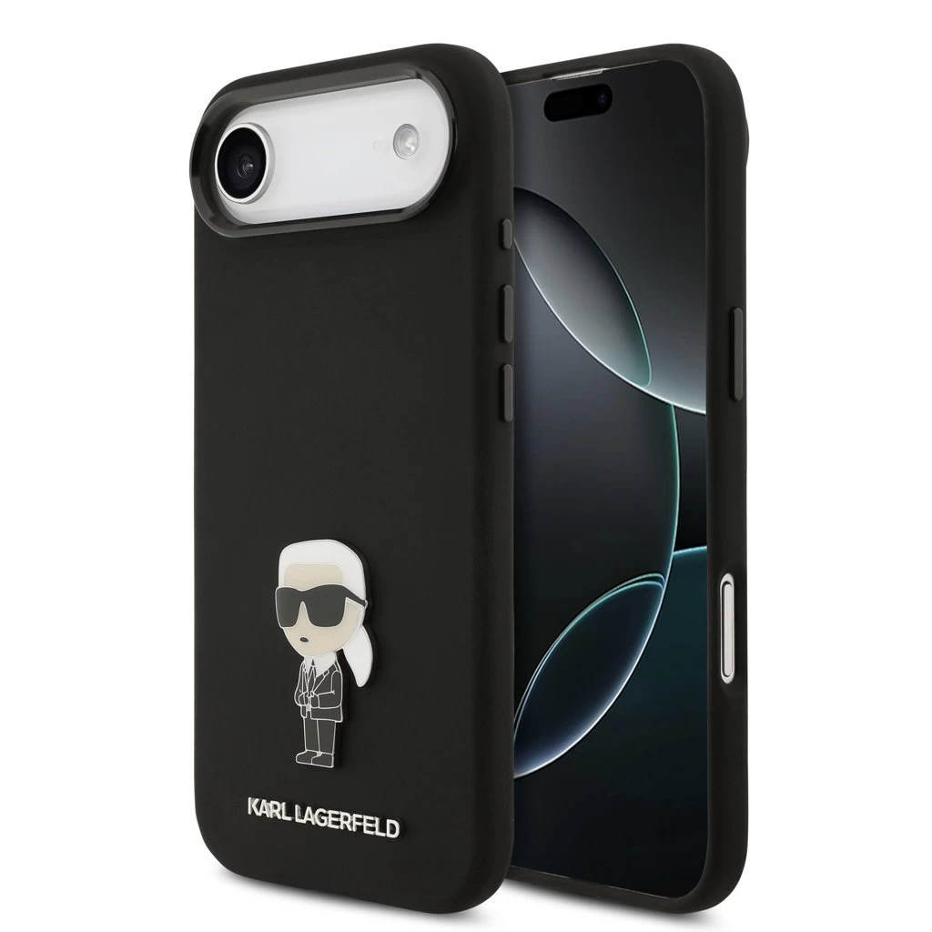 Karl Lagerfeld Liquid Silicone Metal Ikonik tok iPhone Air készülékhez fekete