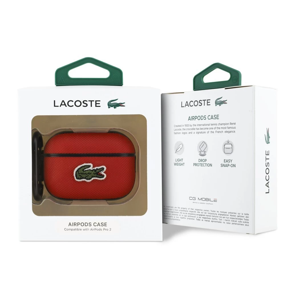 Lacoste Petit Pique Croc Logo Patch tok AirPods Pro 2 készülékhez piros