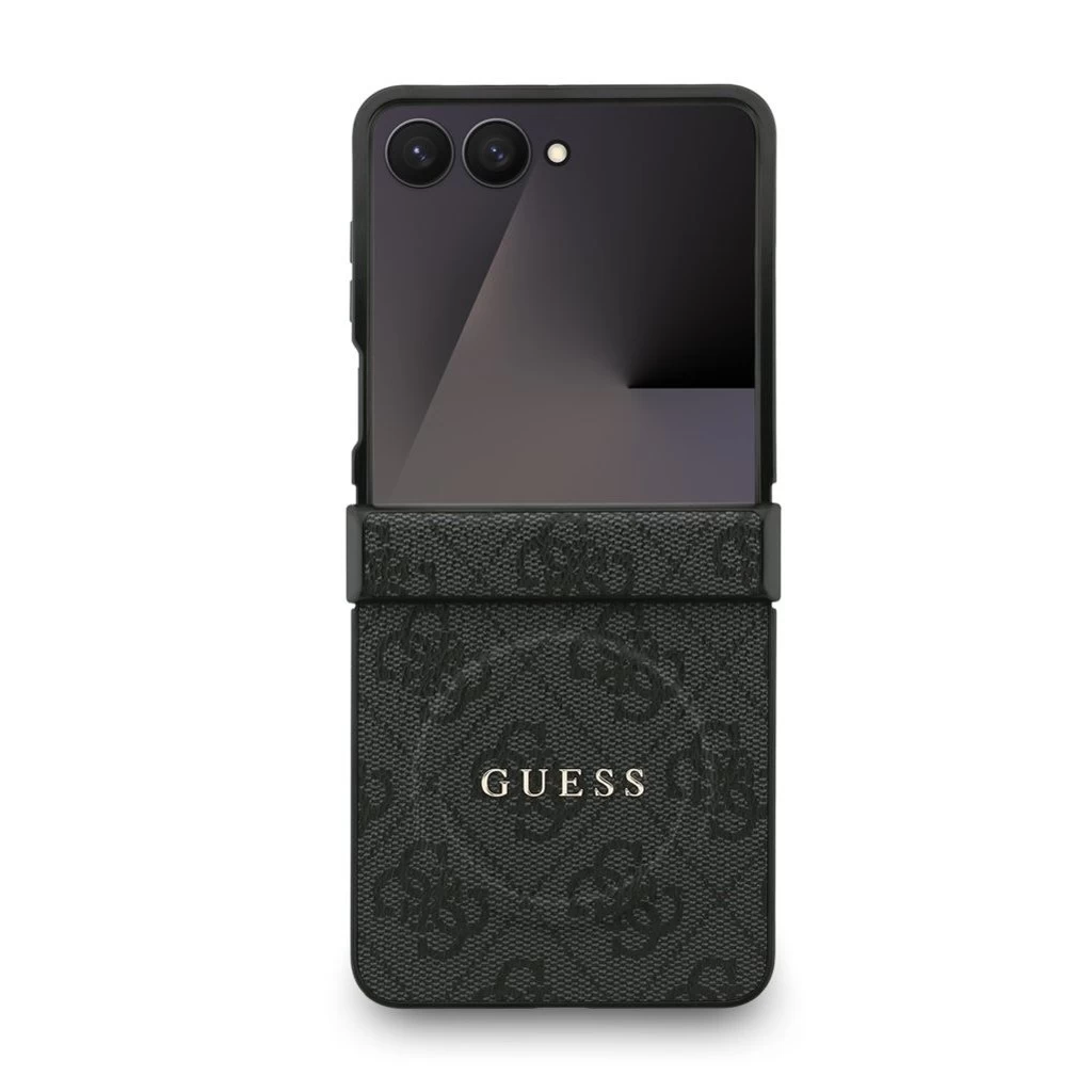 Guess PU Leather 4G Colored Ring Magnetic tok Samsung Galaxy Z Flip 7 készülékhez fekete