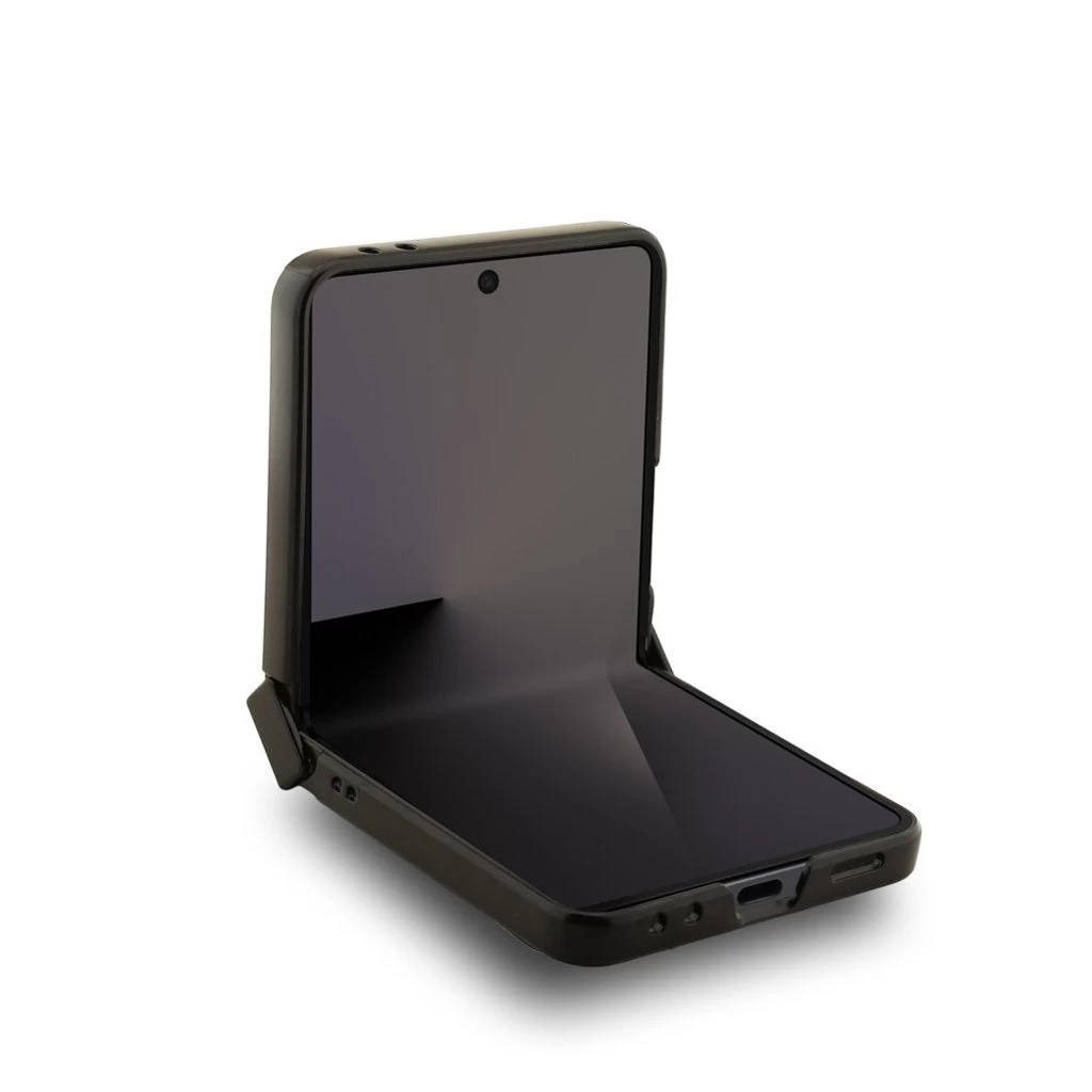 Guess PU Leather 4G Colored Ring Magnetic tok Samsung Galaxy Z Flip 7 készülékhez fekete