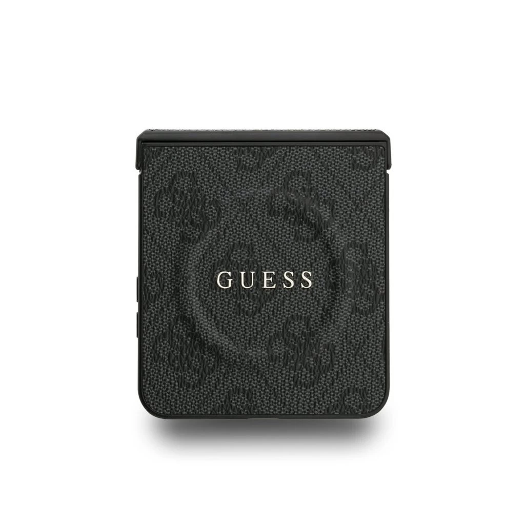 Guess PU Leather 4G Colored Ring Magnetic tok Samsung Galaxy Z Flip 7 készülékhez fekete
