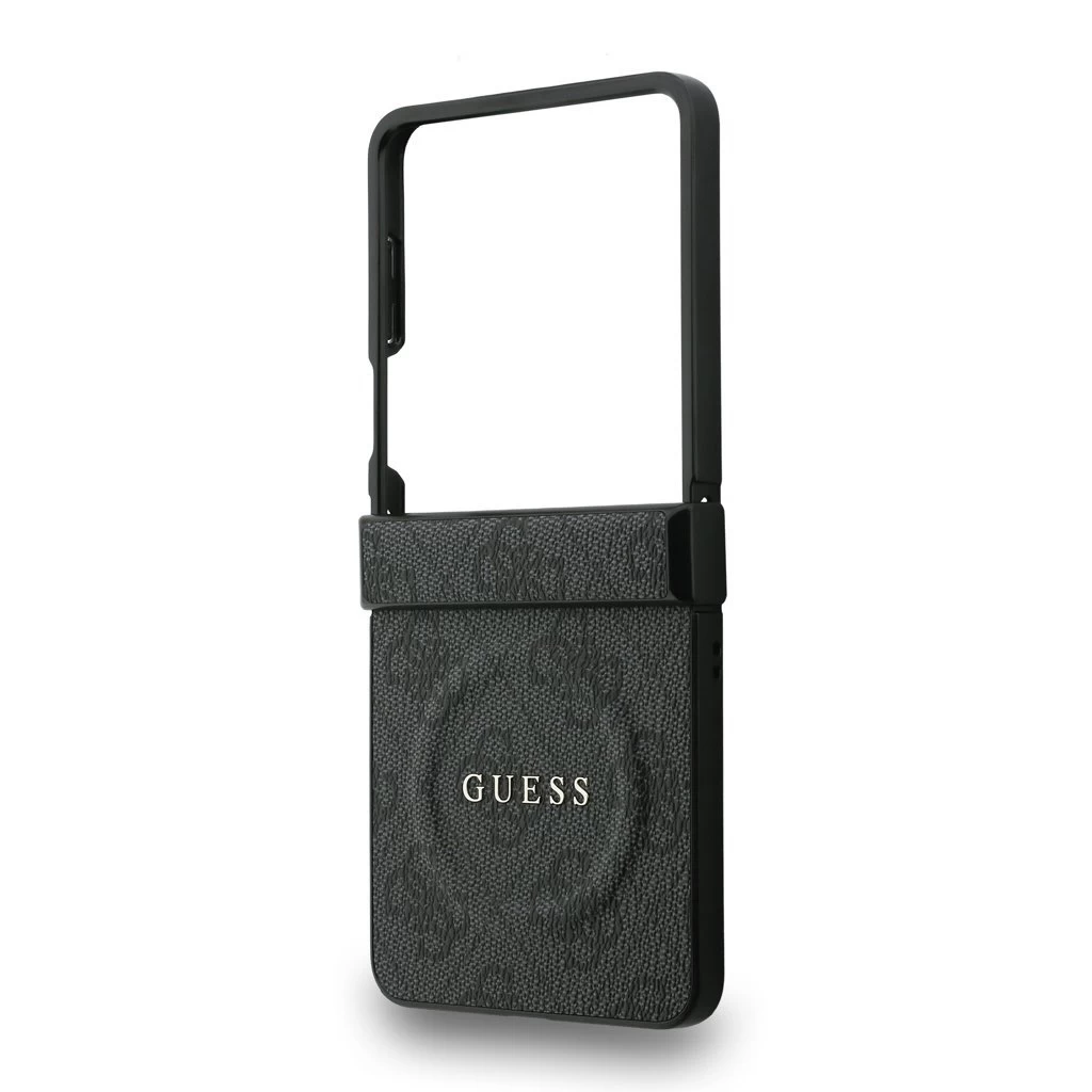 Guess PU Leather 4G Colored Ring Magnetic tok Samsung Galaxy Z Flip 7 készülékhez fekete