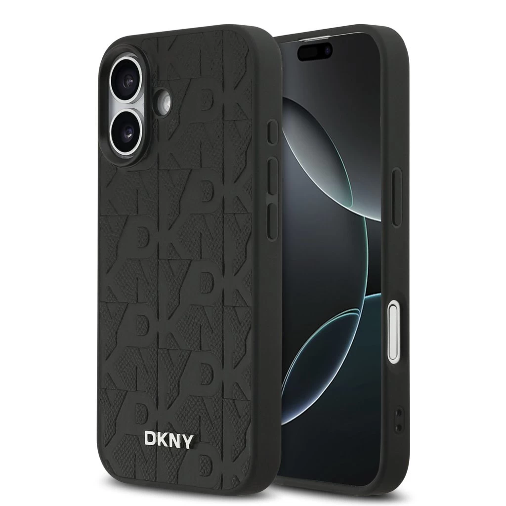 DKNY PU Leather Grid Pattern Magsafe tok iPhone 17 készülékhez fekete