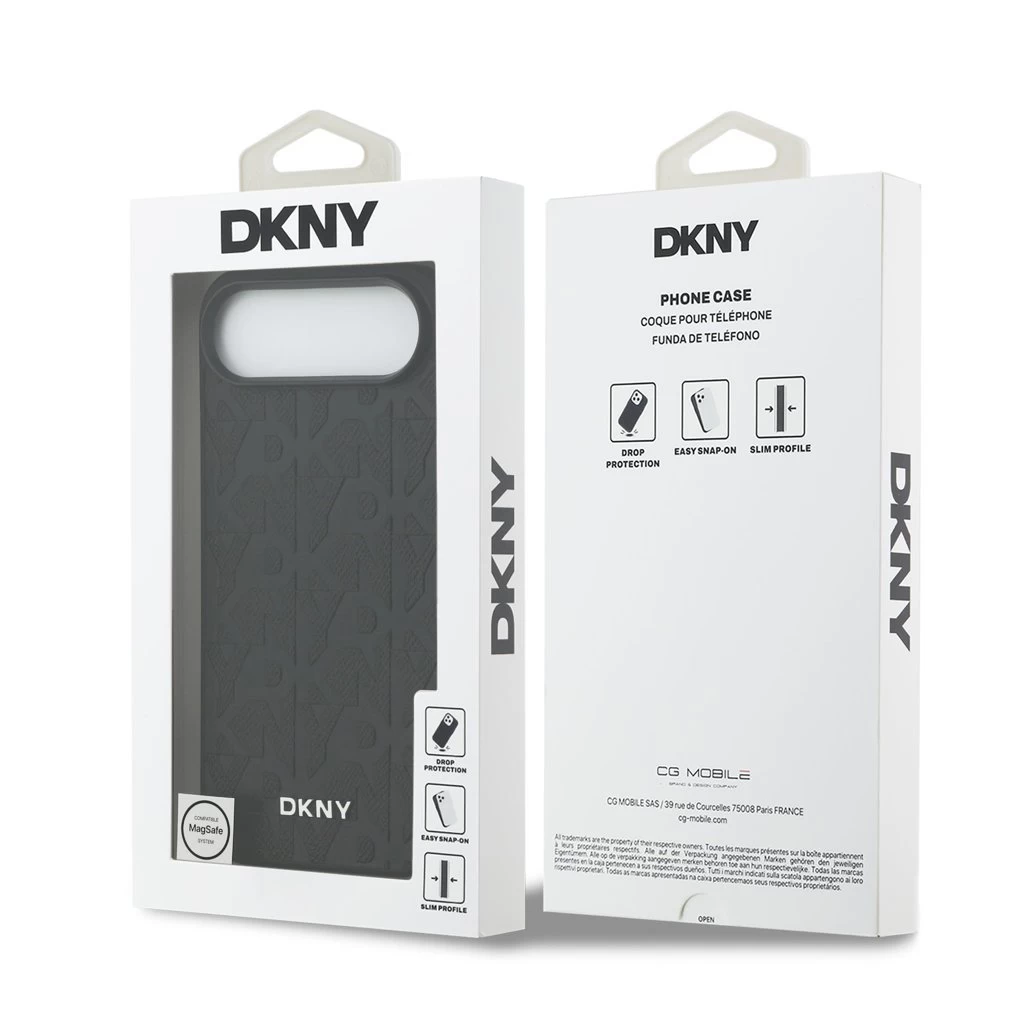 DKNY PU Leather Grid Pattern Magsafe tok iPhone Air készülékhez fekete