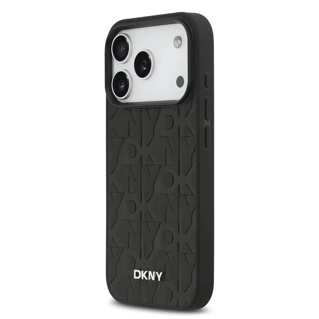 DKNY PU Leather Grid Pattern Magsafe tok iPhone 17 Pro készülékhez fekete