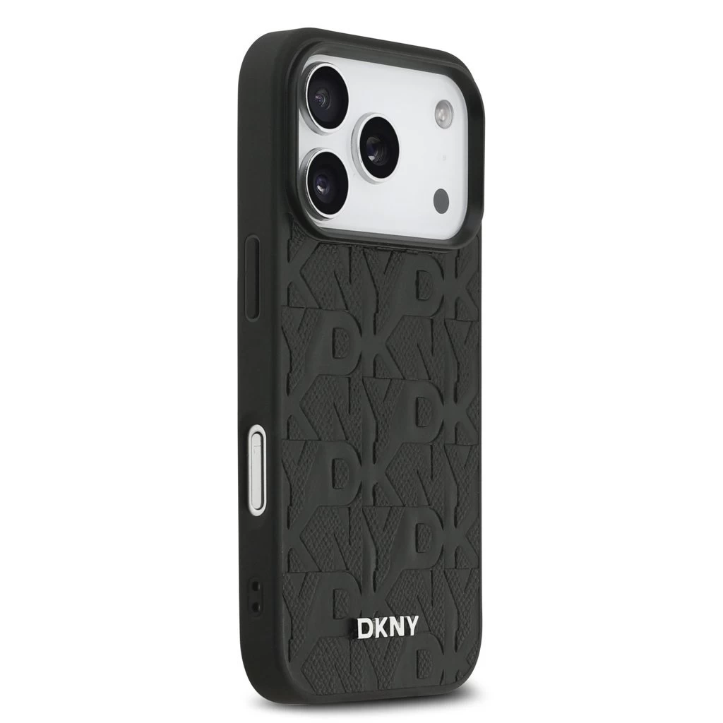 DKNY PU Leather Grid Pattern Magsafe tok iPhone 17 Pro készülékhez fekete