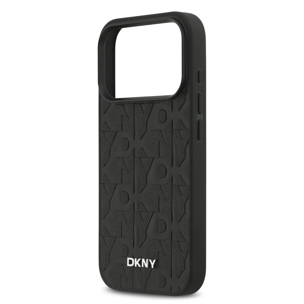 DKNY PU Leather Grid Pattern Magsafe tok iPhone 17 Pro készülékhez fekete