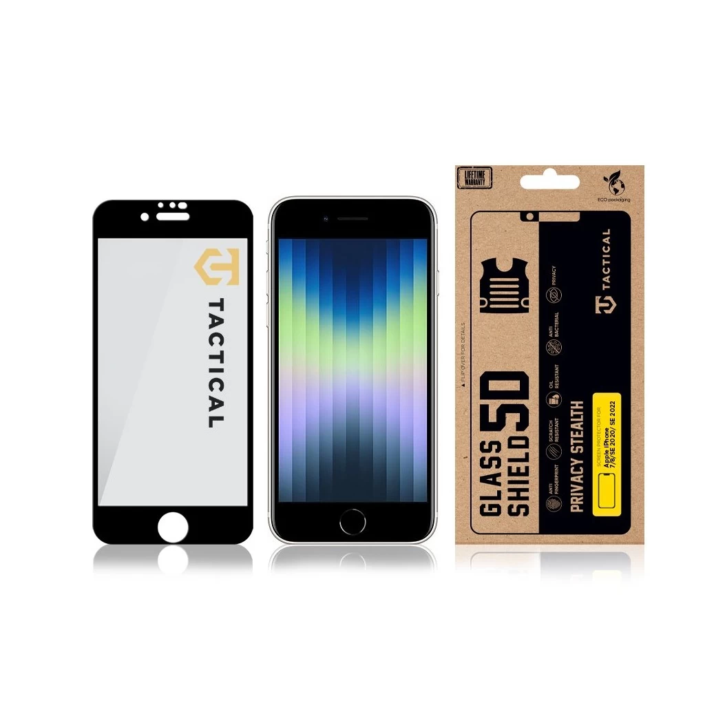 Tactical Glass Shield Privacy Stealth 5D Apple iPhone 7/8/SE 2020/SE 2022 készülékhez kijelzővédő fekete