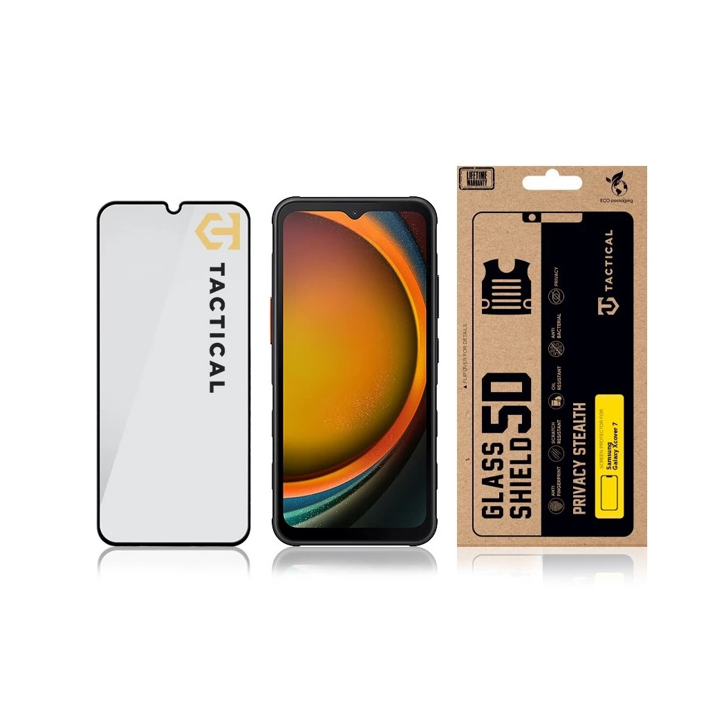 Tactical Glass Shield Privacy Stealth 5D üvegfólia Samsung Galaxy Xcover 7 készülékhez fekete