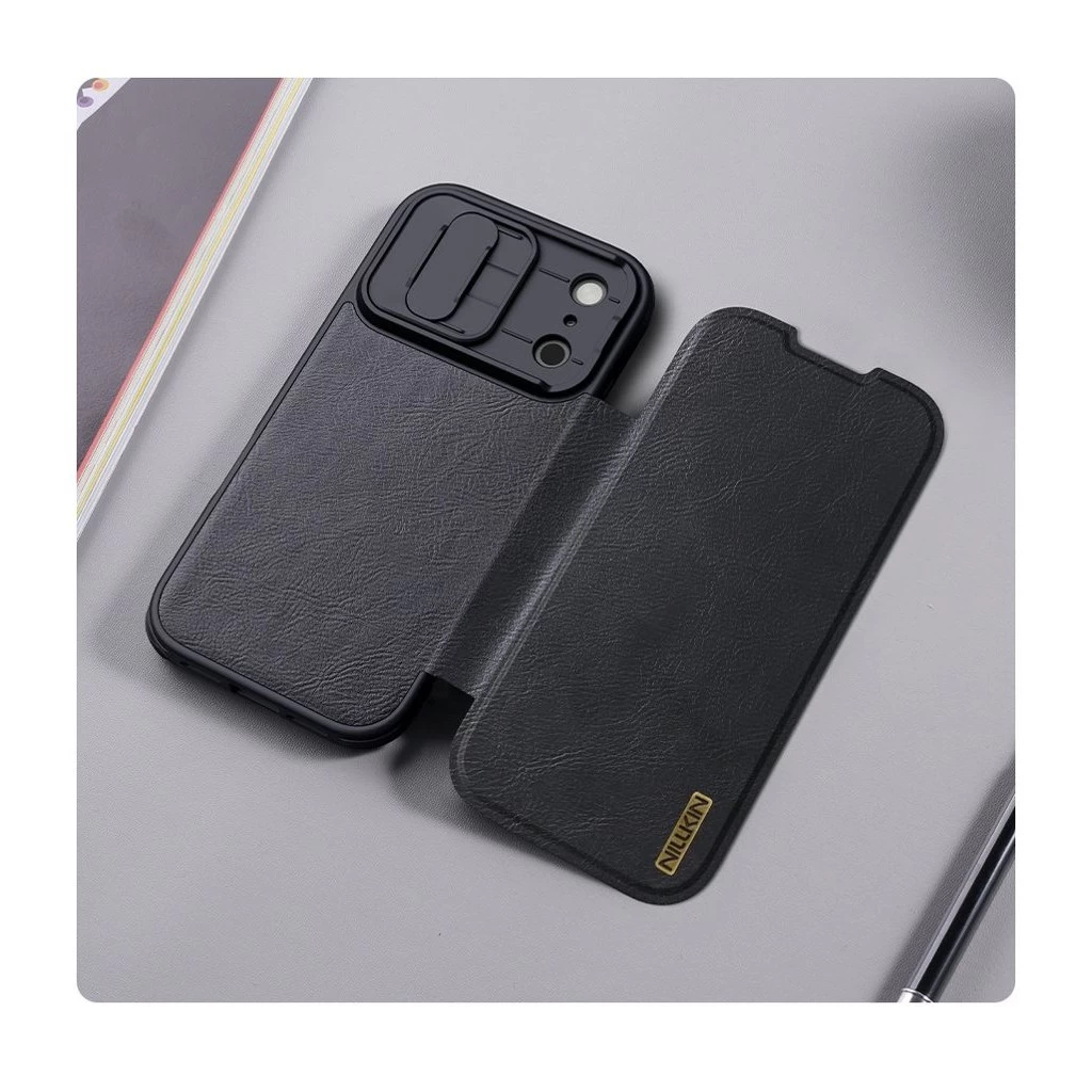 Nillkin Qin Book PRO tok Apple iPhone 17 Pro készülékhez barna