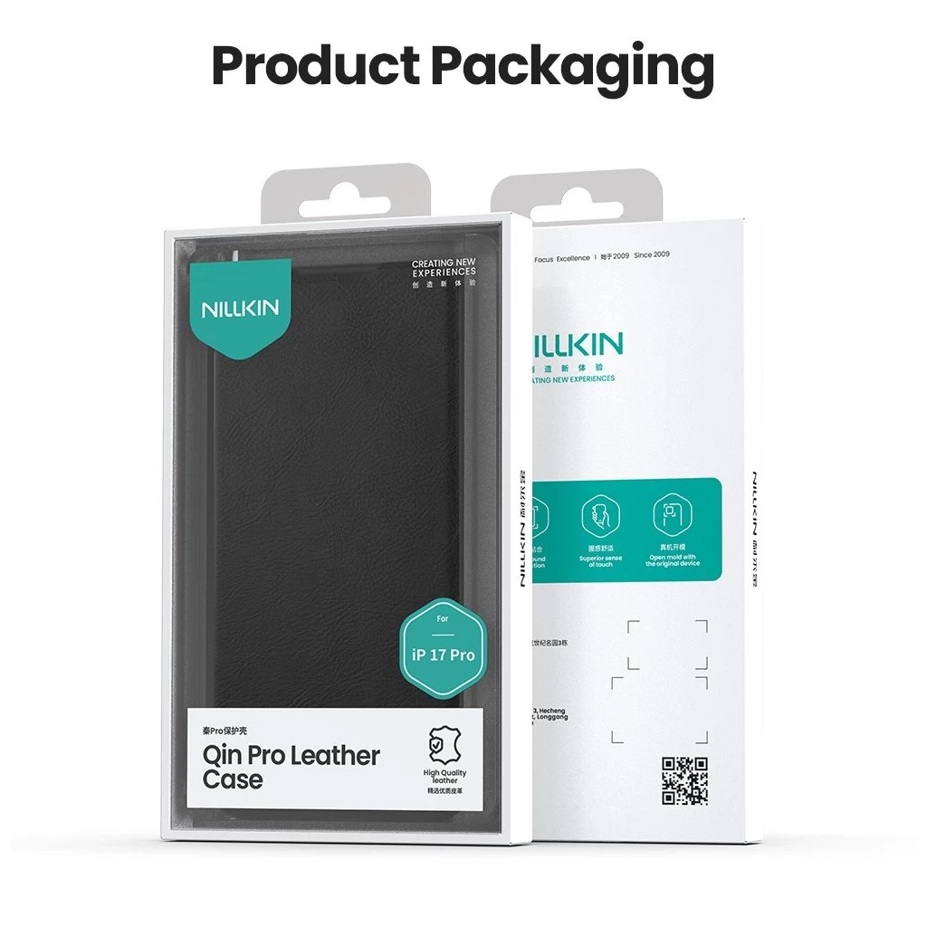Nillkin Qin Book PRO tok Apple iPhone 17 Pro készülékhez barna
