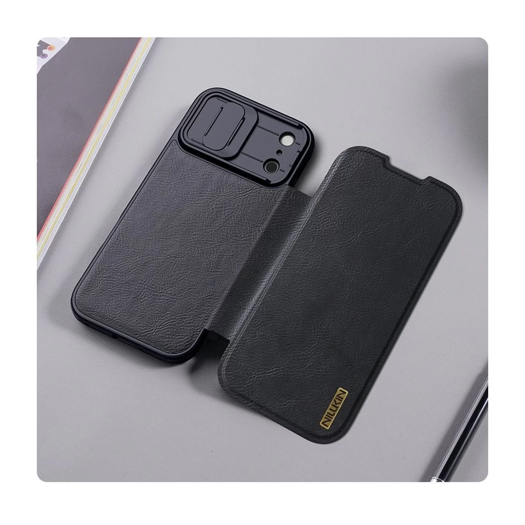 Nillkin Qin Book PRO tok Apple iPhone 17 Pro Max készülékhez barna