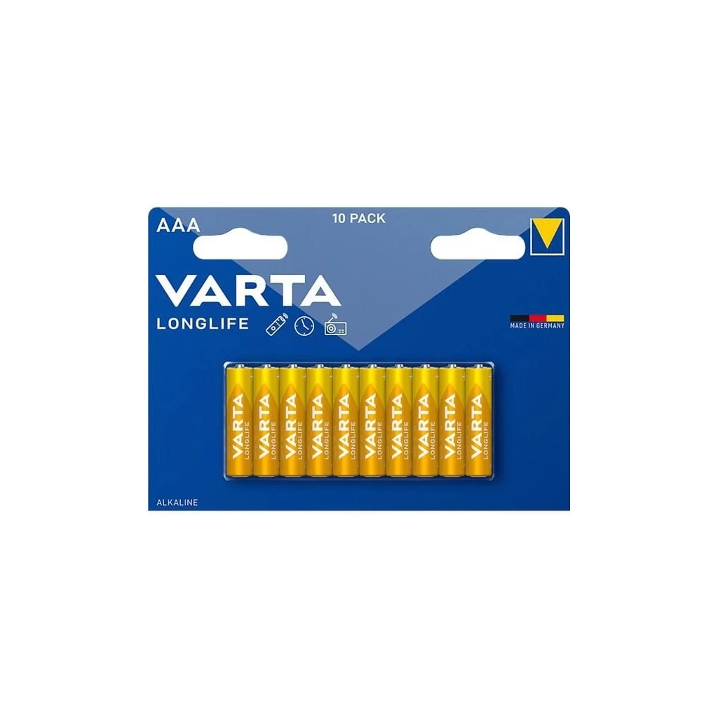 Varta Longlife AAA alkáli mikro ceruza elem műanyagmentes csomagolás (10db/csomag) (4103101761)