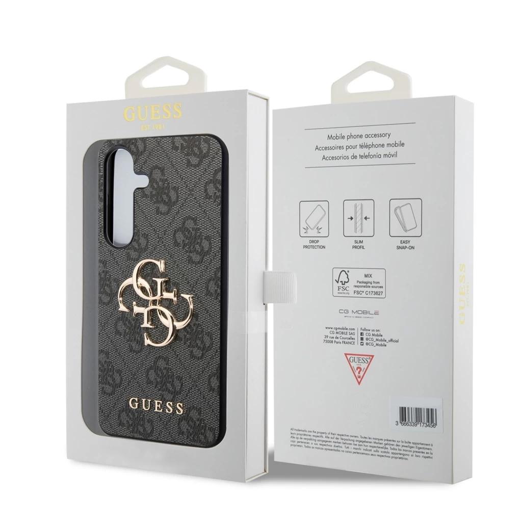 Guess PU 4G Metal Logo tok Samsung Galaxy S24+ készülékhez szürke