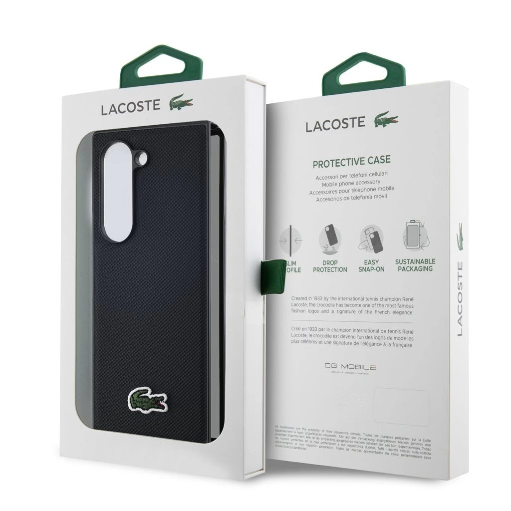 Lacoste Iconic Petit Pique Woven Logo MagSafe tok Samsung Galaxy Z Fold 6 készülékhez fekete