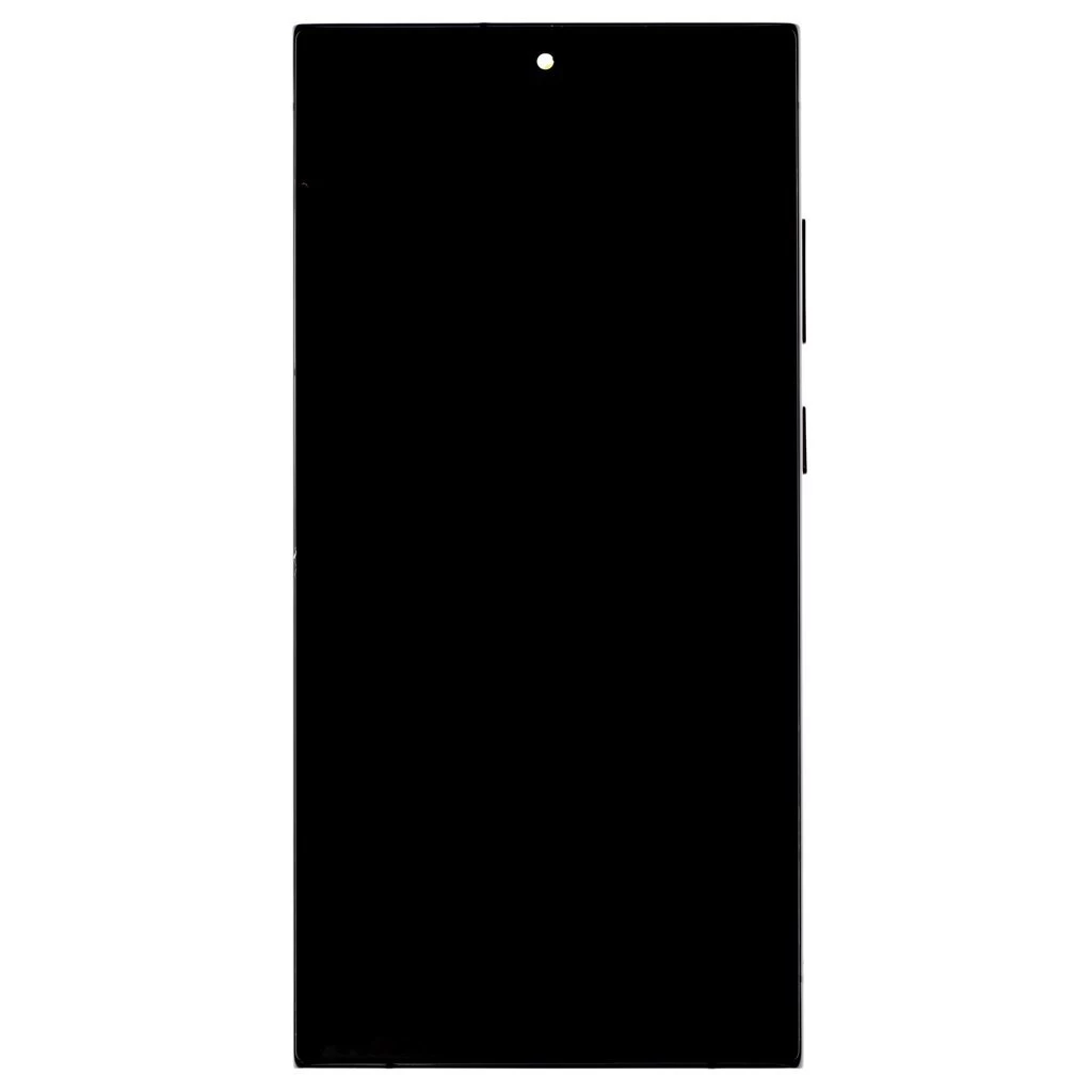 LCD kijelző + érintő egység + elülső tok Samsung S918B Galaxy S23 Ultra készülékhez fekete