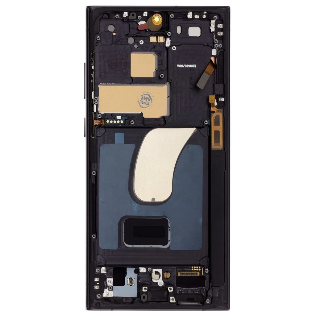 LCD kijelző + érintő egység + elülső tok Samsung S918B Galaxy S23 Ultra készülékhez fekete