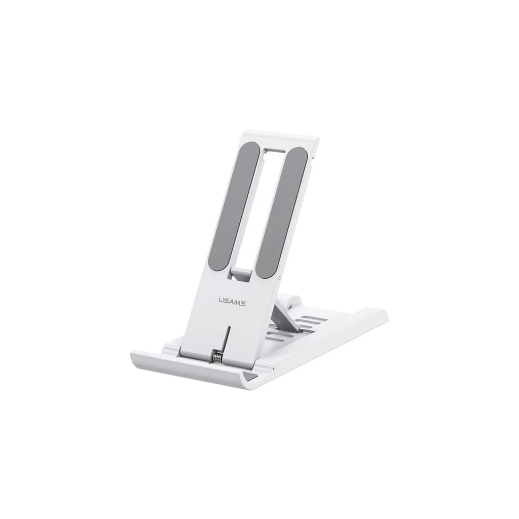Usams asztali tartó (univerzális, műanyag, csúszásgátló, állítható, hordozható, 4.7-12″ méret) FEHÉR (ZJ070ZJ02)