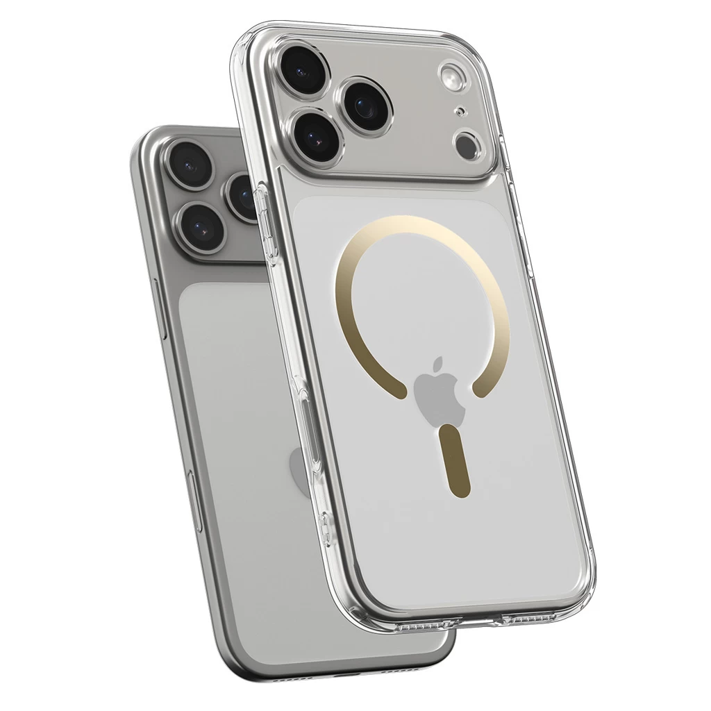 Spigen Ultra Hybrid MagSafe védőtok Apple iPhone 17 Pro készülékhez, clear gold