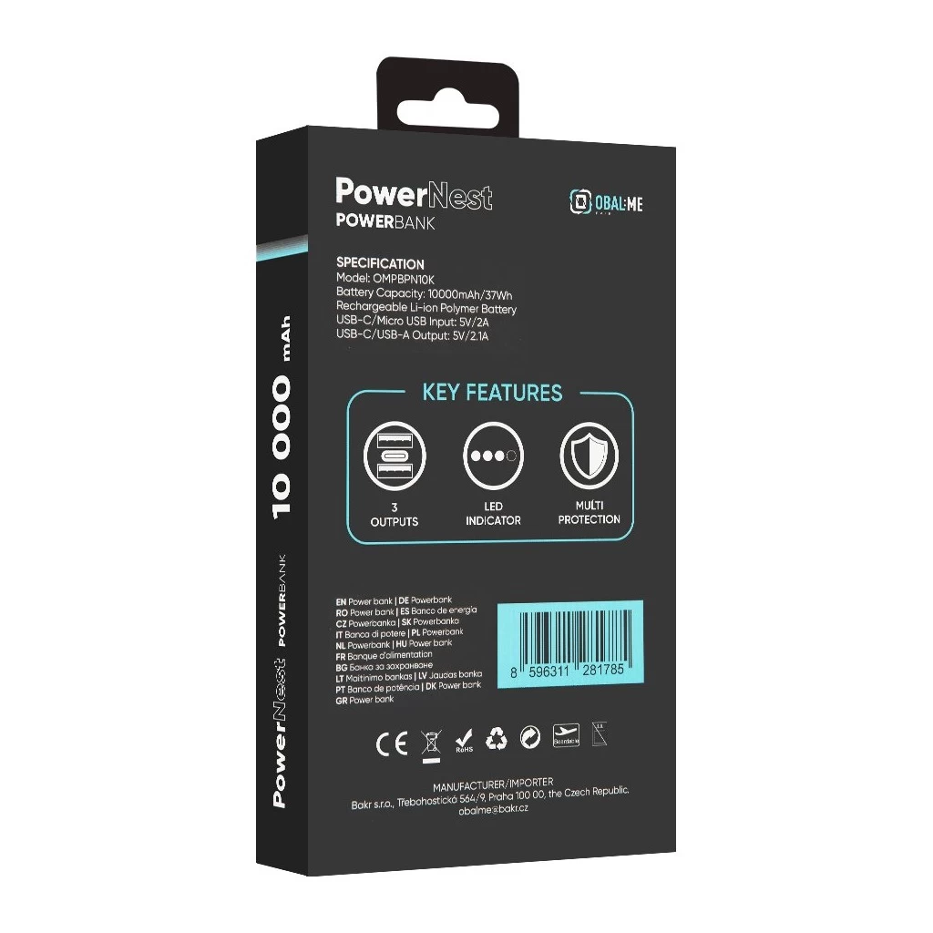 OBAL:ME PowerNest powerbank 10000mAh fekete