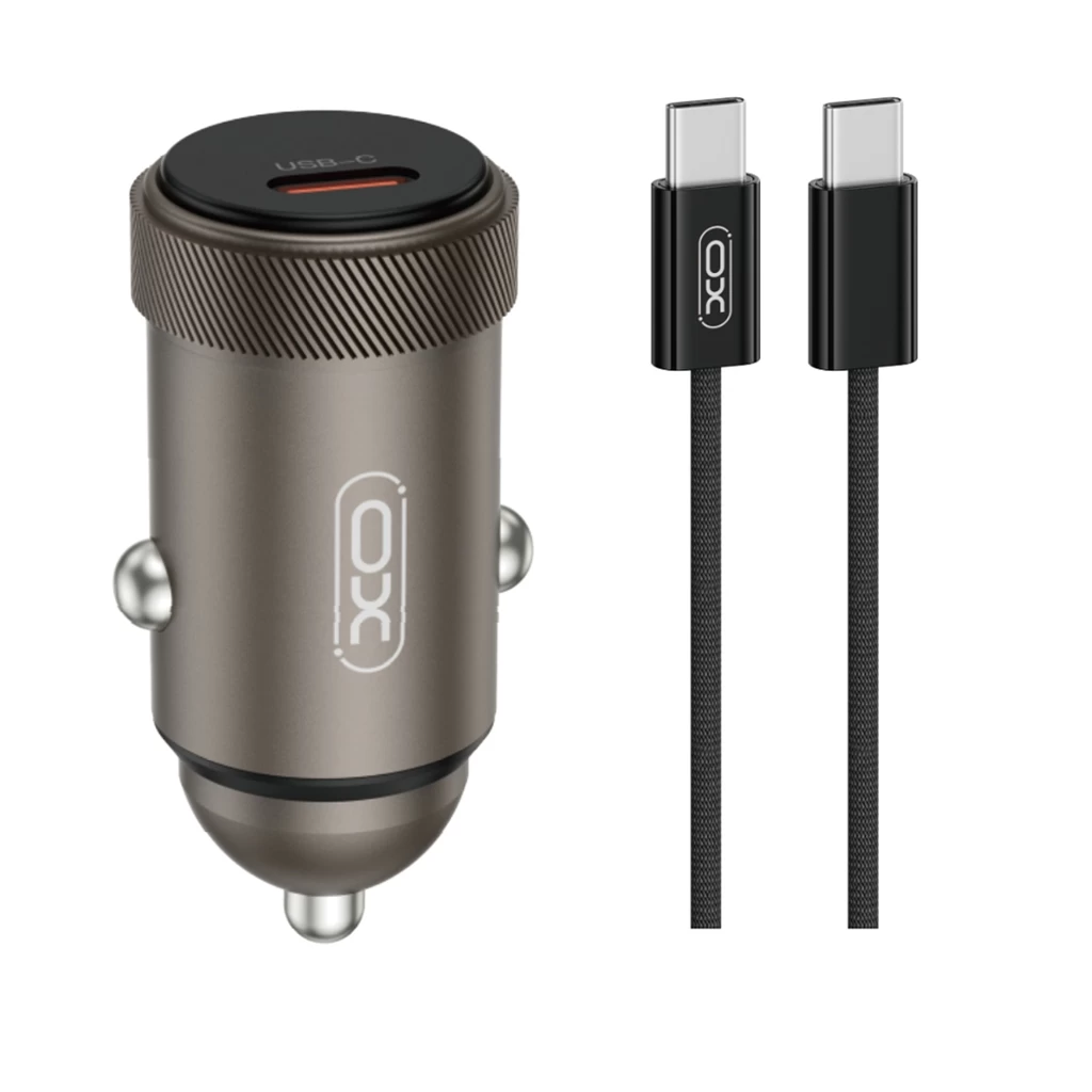 XO CC70 autós töltő szett 1*USB-C PD30W fekete, USB-C kábellel