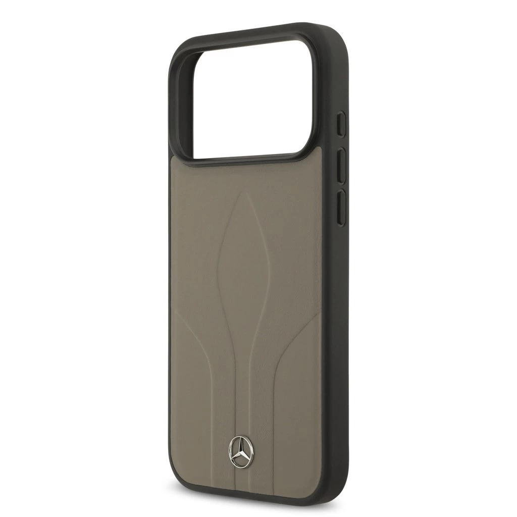 Mercedes Leather The Move MagSafe tok for iPhone 17 Pro Max készülékhez szürkeesbarna